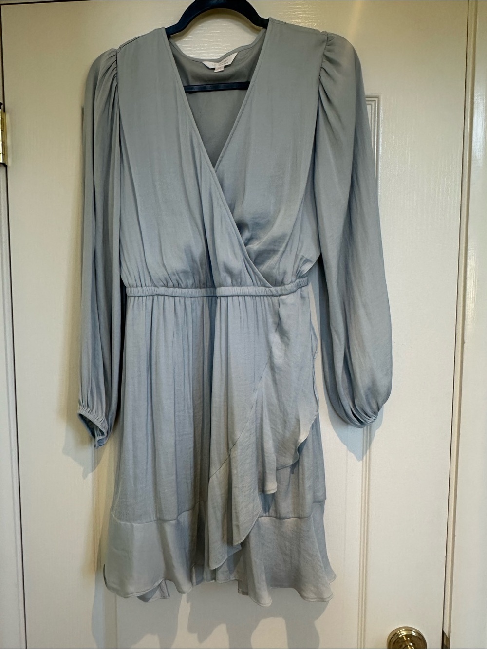 LC Lauren Conrad Light Gray Wrap Long-Sleeve Dress